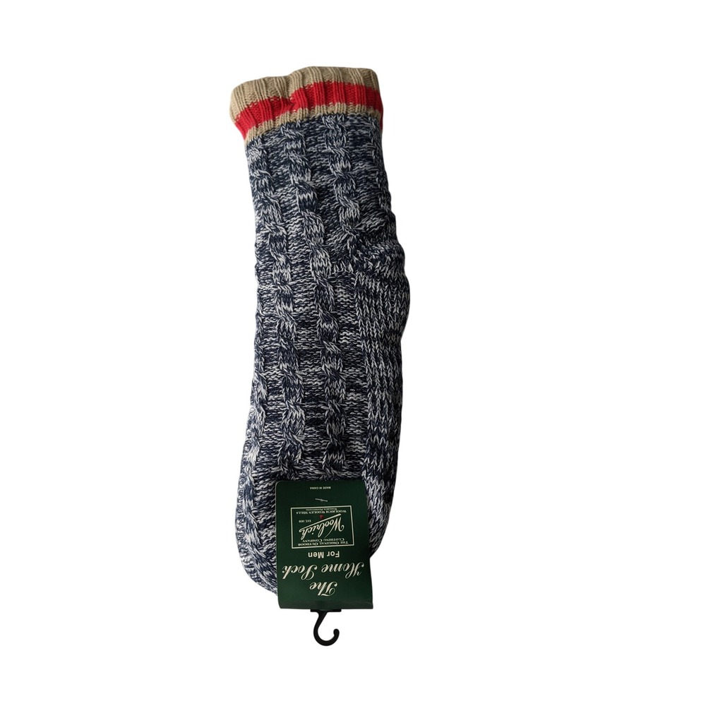Woolrich Mens The Home Sock Navy Blue Cable Knit Slipper Socks Size 10-13 NEW